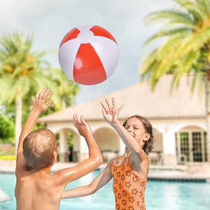 ArtCreativity Red & White Beach Balls for Kids, Pack of 12, Inflatable Summer Toys for Boys and Girls, Decorations for Hawaiian, Beach, and Pool Party, Beach Ball Party Favors