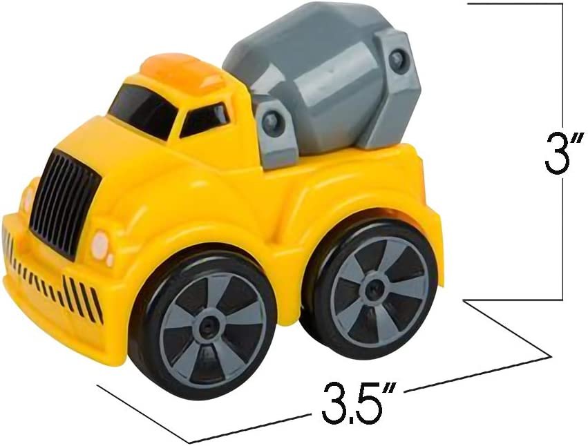 ArtCreativity 3.5 Inch Pull Back Construction Vehicle Toys for Kids - Set of 3 - Includes Mini Dump Truck, Tow Truck, and Concrete Mixer - Best Gift, Party Favors for Boys and Girls - Yellow and Grey