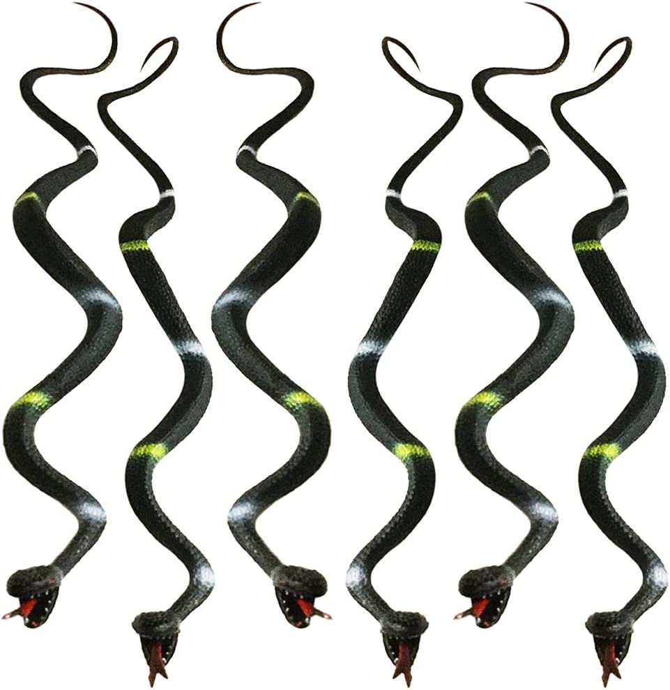ArtCreativity Realistic Rainforest Vinyl Snake Toys, Pack of 12, 20 Inches Long, Real Look Scales, Reptile Birthday Party Favors, Fake Prank Prop, Gift Idea for Boys and Girls