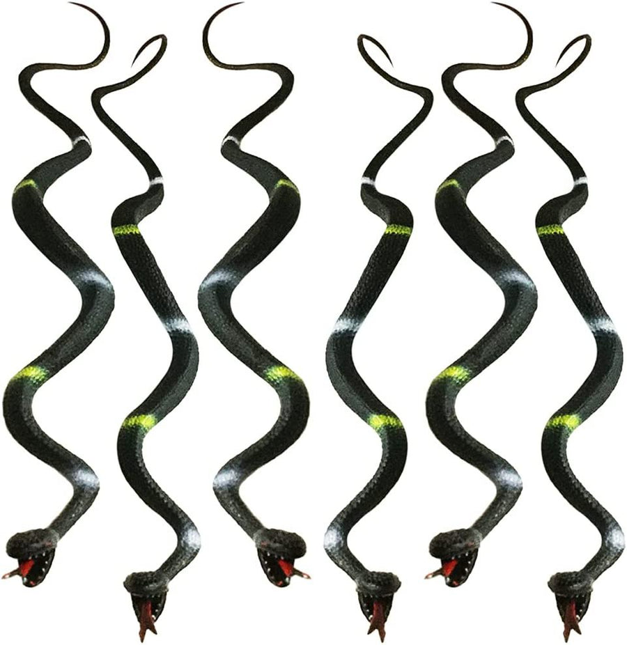 Realistic Rainforest Vinyl Snake Toys, Pack of 12, 20"es Long, Real Look Scales, Reptile Birthday Party Favors, Fake Prank Prop, Gift Idea for Boys and Girls
