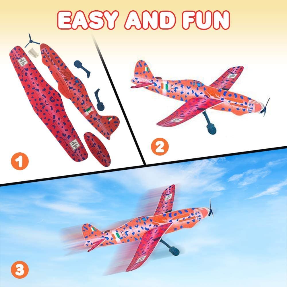 ArtCreativity Super Foam Gliders for Kids, Bulk Set of 24, Lightweight Planes with Various Designs, Individually Packed Flying Airplanes, Fun Birthday Party Favors, Goodie Bag Fillers for Boys & Girls