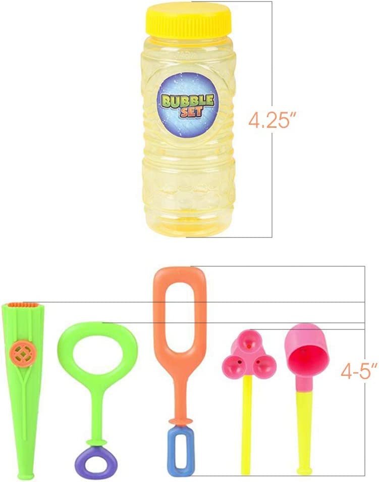 6-Piece Bubble Toys Set for Kids, Bubble Blowing Play Set with 5 Assorted Wands and Bubble Solution, Outdoor Toys for Boys, Girls, Summer, and Backyard Fun, Bubble Toy Gifts for Children