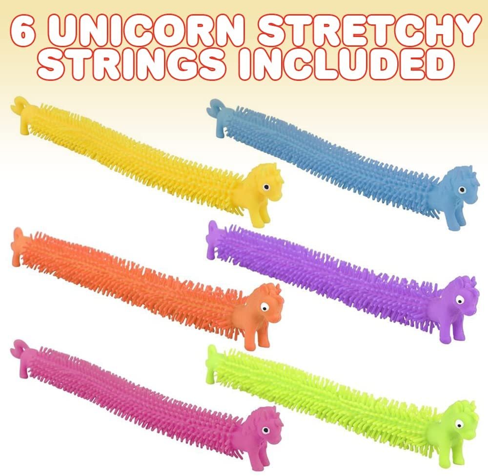 ArtCreativity Unicorn Stretchy Strings, Set of 6, Stress Relief Unicorn Toys for Girls and Boys, Sensory Toys for Kids and Adults, Unicorn Party Favors and Goody Bag Fillers in Assorted Colors