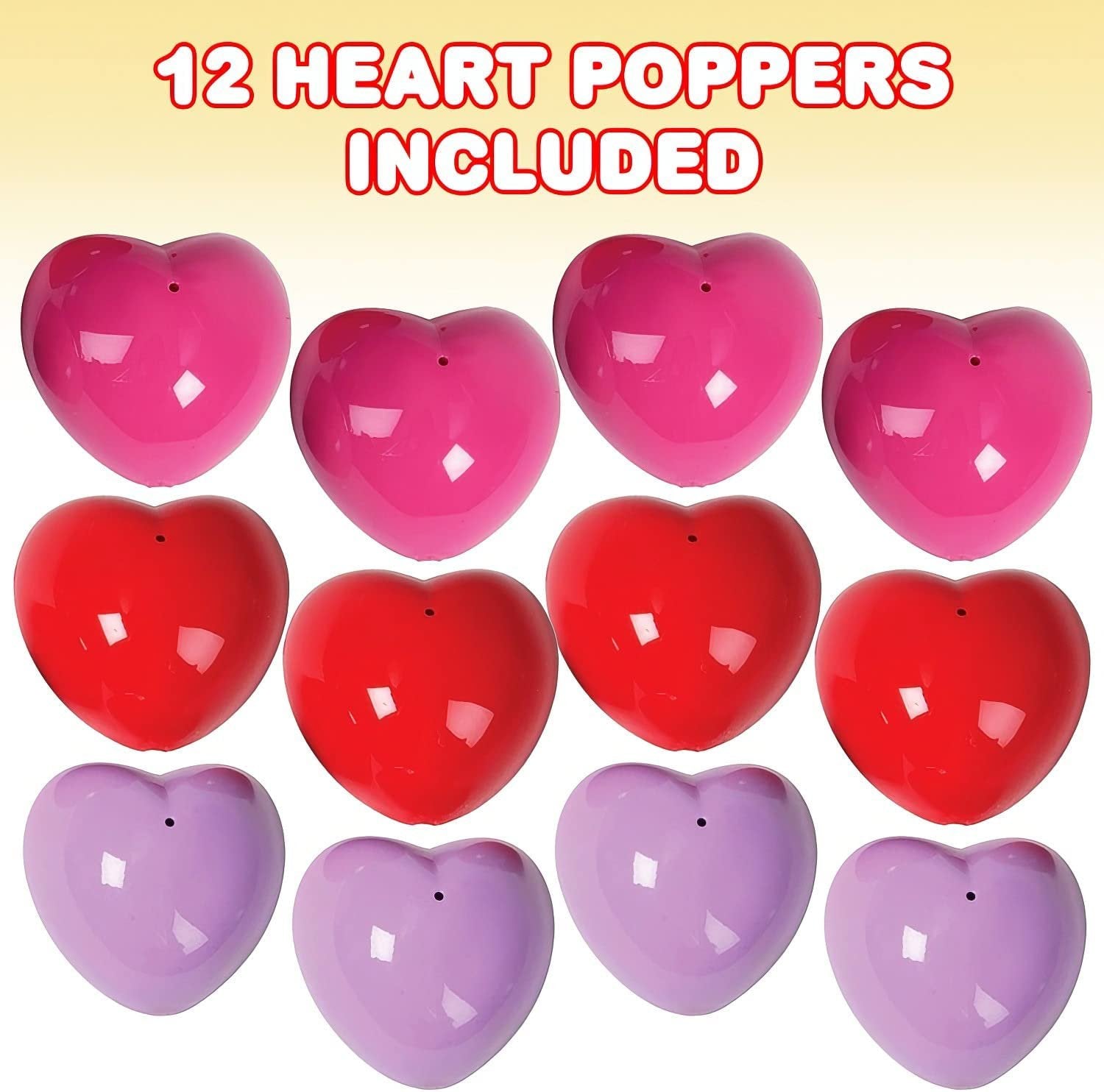 Heart Poppers, Easter Basket Stuffers, Pack of 12, Pop-Up Half Ball Toys, Old School Retro 90s Toys for Kids, Fidget Toy Birthday Party Favors, Goodie Bag Fillers Boys and Girls