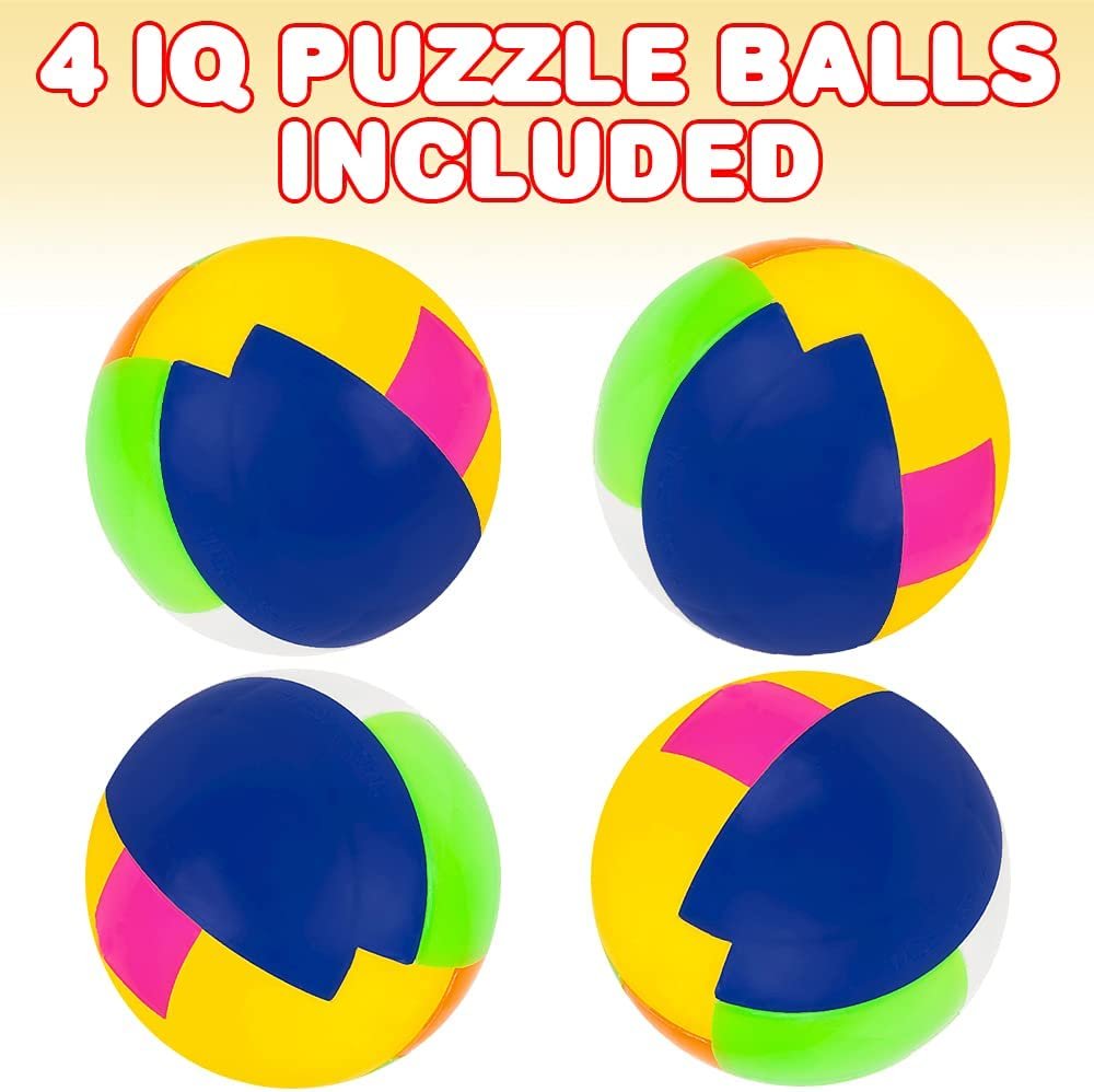 Gamie IQ Puzzle Balls, Set of 4, Brain Teasers for Children with Bright Colors, 3D Puzzles for Kids, Mini Fidget Toys for Promoting Focus, Relaxation, and Hand-Eye Coordination, Goodie Bag Fillers