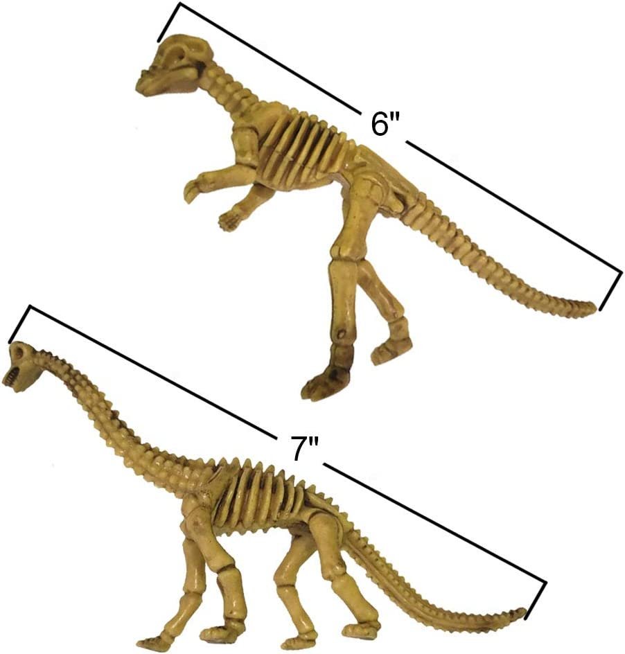 Dinosaur Skeleton Toys, 6 -7" Dino Figures for Kids - Pack of 12 - Exciting Variety - Cool Birthday Party Favors for Boys and Girls, Goody Bag Fillers, Room and Desk Decorations