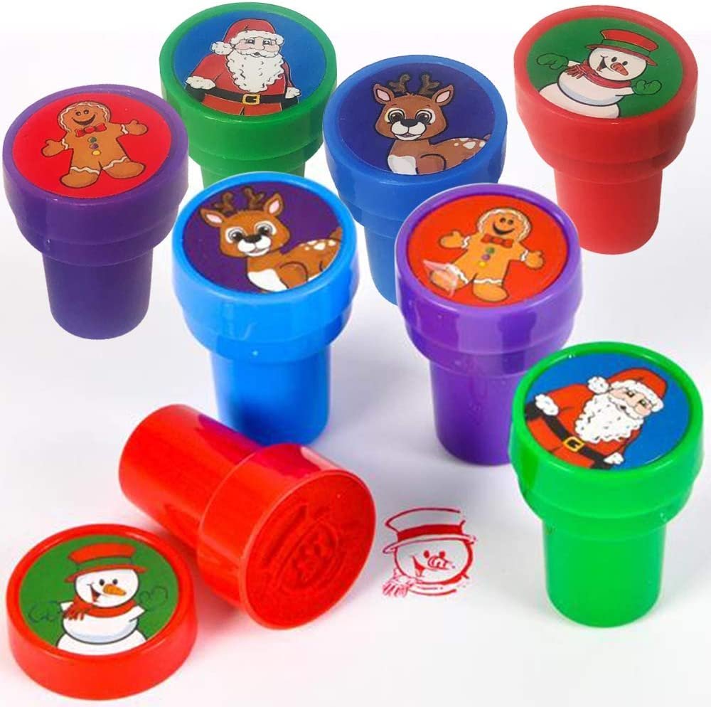 ArtCreativity Christmas Stampers for Kids, Pack of 24 Assorted Pre-Inked Holiday Stampers, Best for Christmas Party Favor Supplies, Goodie Bag Fillers, Stocking Stuffers, for Boys and Girls