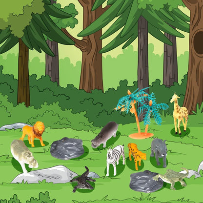 ArtCreativity Safari Playset in Carry Bag, Set of 12, Assorted Small Animal Figures, Sturdy Plastic Toys, Fun Zoo Theme Birthday Party Favors, Great Gift Idea for Boys and Girls
