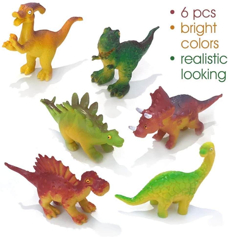 ArtCreativity Baby Dinosaur Toys with Storage Chest, Set of 6 Mini Dinos in Assorted Designs and Colors, Fun Dinosaur Play Set for Boys and Girls, Best Dinosaur Birthday Gift for Kids