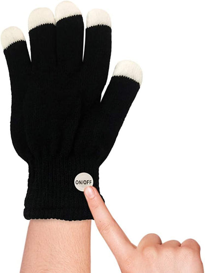 ArtCreativity Light Up Gloves for Kids and Adults, 1 Pair, LED Gloves with 6 Flashing Modes, Cool Dance Rave Accessories for Party, Warm and Comfortable Knit Yarn, Best Birthday and Holiday Gift