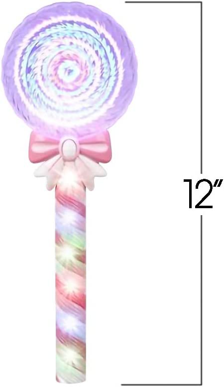 ArtCreativity Light Up Spinning Lollipop Wand, 12 Inch LED Princess Wand for Kids with Batteries Included, Great Gift Idea for Boys and Girls, Fun Pretend Play Prop, Carnival Prize