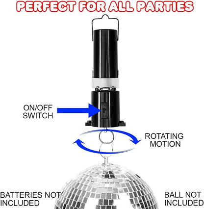 ArtCreativity Disco Ball Motor with Switch, Battery Powered Spinning Mirror Ball Motor For Hanging Disco Balls, Easy to Hang, Spins Smoothly, Great for Parties & Events, (Mirror Ball Not Included)