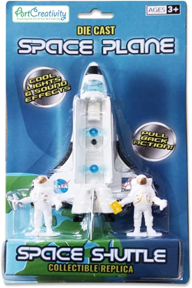 Space Shuttle Toy Set with 2 Astronaut Figurines, Cool Space Toys for Kids-Diecast Metal Shuttle with Lights, Sounds and Pullback Motion, Best Space-Themed Gifts for Boys and Girls