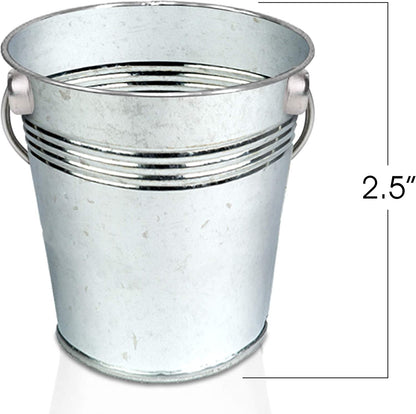 ArtCreativity Mini Galvanized Metal Buckets with Handles - Set of 12 - 2.5 Inch Metallic Pails - Rustic Wedding Decorations, Centerpieces for Party, Decorative Ice Buckets, Vase, Garden Planters
