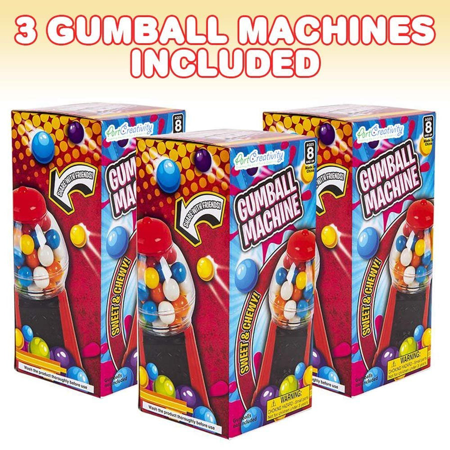 Gumball Machine for Kids, Set of 3, 6.5" Desktop Bubble Gum Mini Candy Dispenser, Unique Money Saving Coin Bank, Best Gift or Vintage Office Desk Decoration (Gumballs not Included)