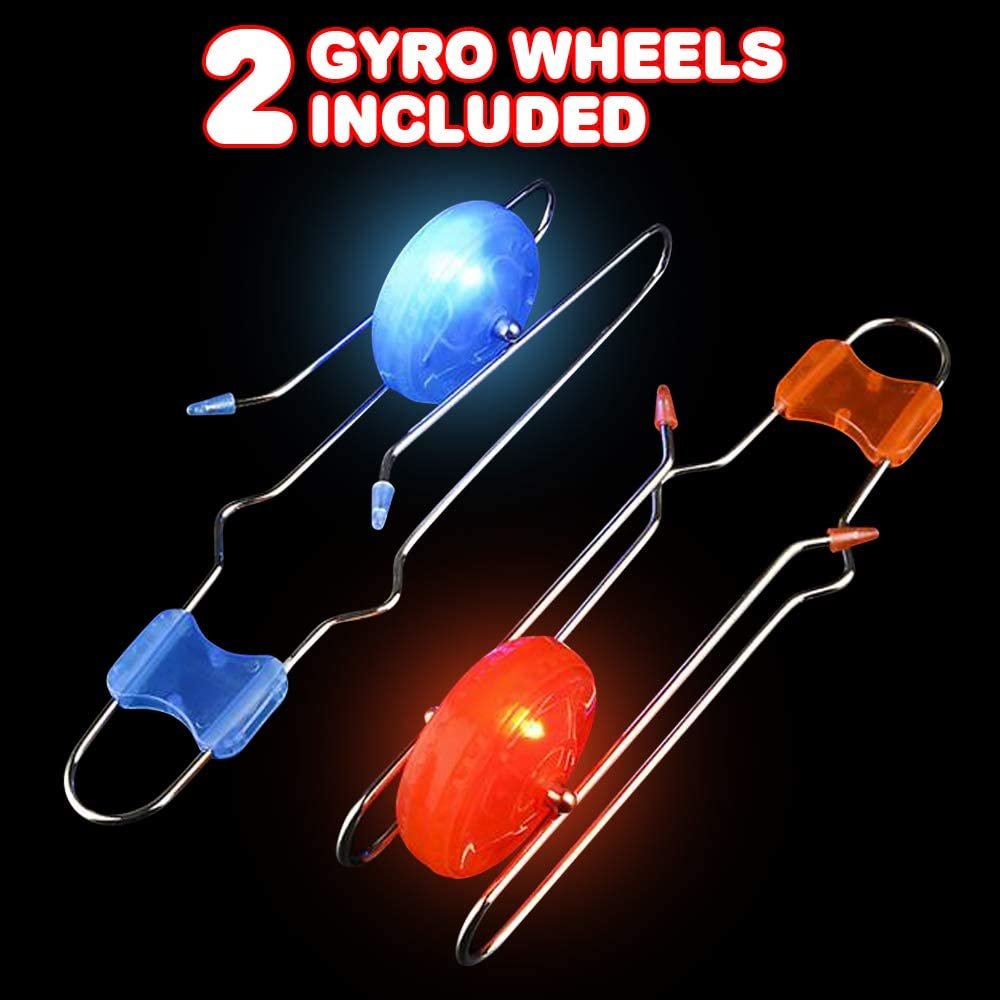 ArtCreativity Retro Light Up Gyro Wheels Set for Kids- Includes 2, 8.5 Inch Rail Twisters, Mesmerizing Spinning and Lighting Effects Design- Top Fun Gift for Boys and Girls