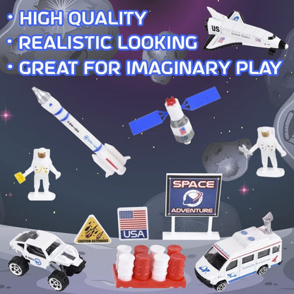 ArtCreativity 15 Piece-Diecast-Space Play Set, Space Toys for Kids with Rocket, Shuttle, Astronaut Figurines, Rovers, and More, Astronaut Toys for Boys and Girls, Space Gifts for Kids