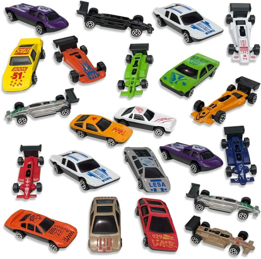 25 Pc Diecast Toy Vehicles Playset, Durable Diecast Mini Racer Cars in Assorted Designs, Cool Birthday Party Favors for Kids, Best Birthday Gift for Boys and Girls