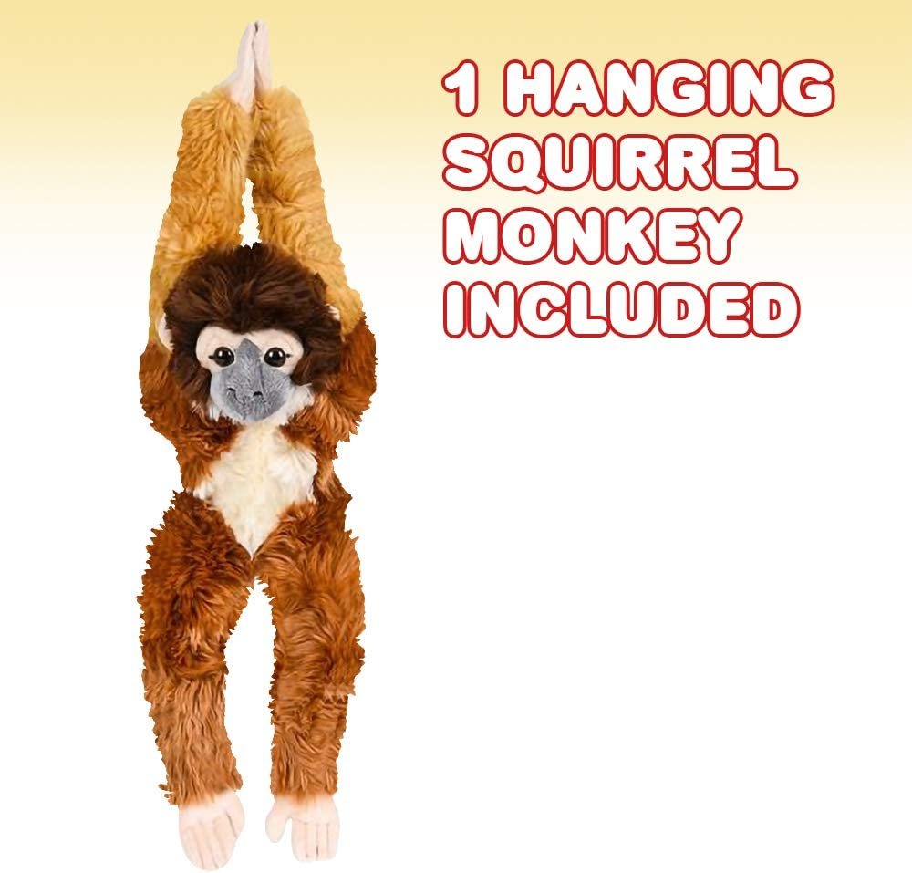 Hanging Squirrel Monkey Plush Toy, 23" Stuffed Squirrel Monkey with Realistic Design, Soft and Huggable, Cute Nursery Decor, Best Birthday Gift for Boys and Girls