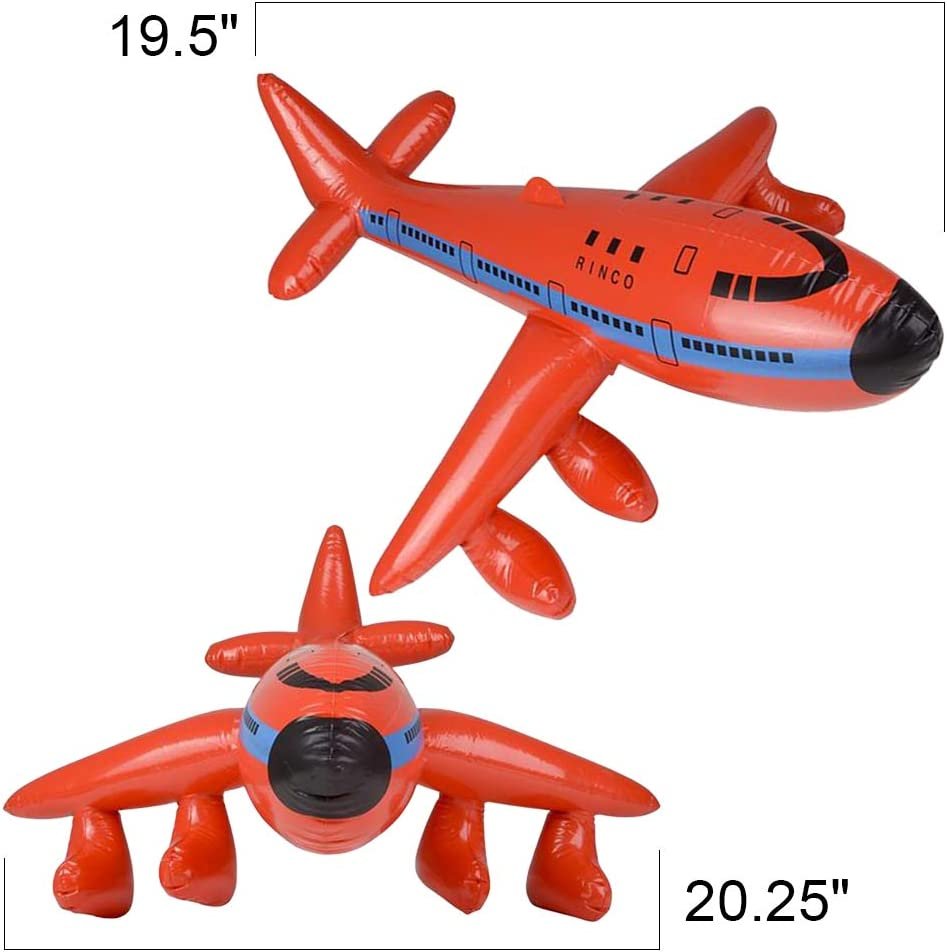 Jet Inflates, Set of 3, Inflatable Planes with Hanging Hook, Decorations for Aviation Themed Parties, 20" Long Airplane inflates, Fun Pretend Play Accessories, Red, White, and Blue
