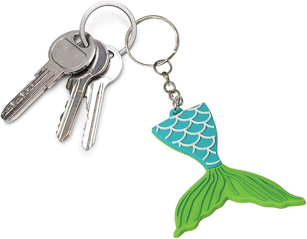 ArtCreativity Mermaid Tail Rubber Keychains, Pack of 12, Mermaid Party Favors, Birthday Party Supplies, Goodie Bag Fillers, Prize for Boys and Girls