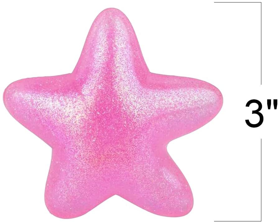 Squeezy Sticky Glitter Stars, Set of 4, Stress Relief Fidget Toys for Kids, Anxiety Relief Toys in Assorted Vibrant Colors, Fidget Party Favors, Pinata Stuffers, and Goodie Bag Fillers