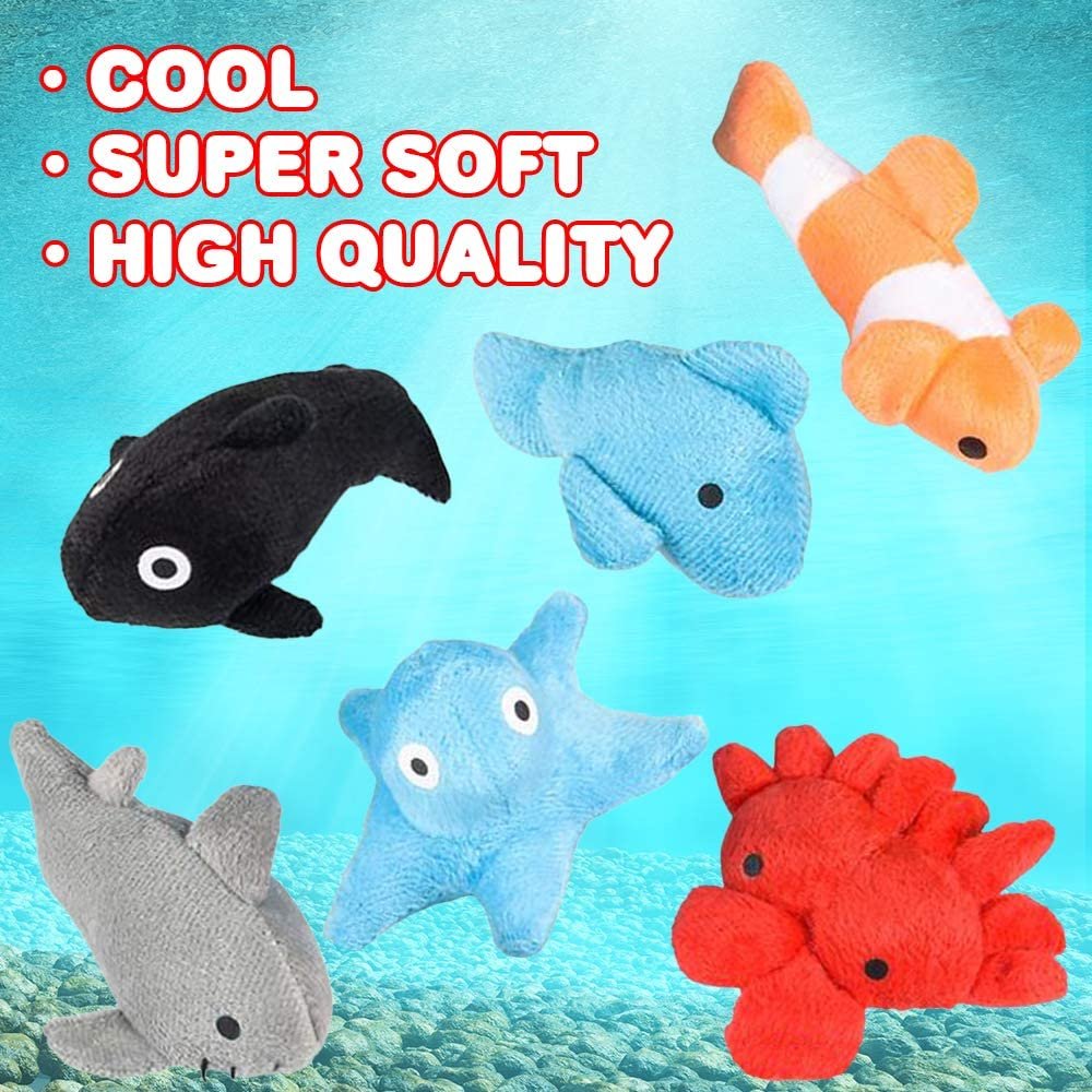 Sea Life Plush Toys, Set of 24, Super-Soft Stuffed Animal Toys in Assorted Designs, Aquatic Birthday Party Favors for Kids, Cute Room Decorations, Unique Diaper Cake Toppers