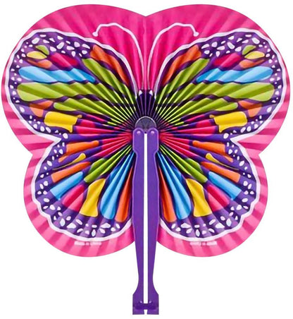 ArtCreativity 9.5 Inch Handheld Butterfly Folding Fans - Pack of 12 Foldable Fans in Assorted Colors and Designs, Goodie Bag Filler, Party Favors and Supplies, Fun Novelties and Gifts for Kids Ages 3+