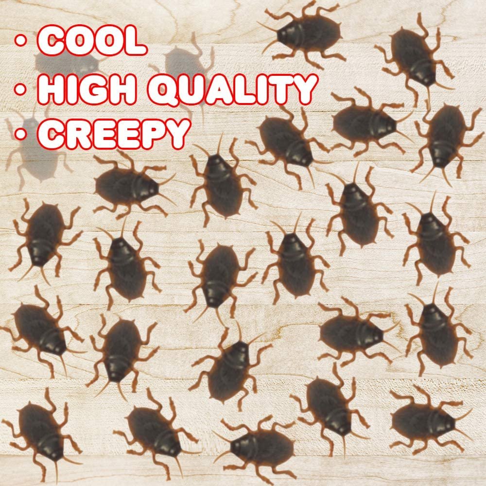 Cockroach Toys for Kids, Set of 72, Fake Cockroaches with Realistic Look, Roach Prank Toys for Boys and Girls, Creepy Halloween Decorations, Unique Animal Party Favors for Children