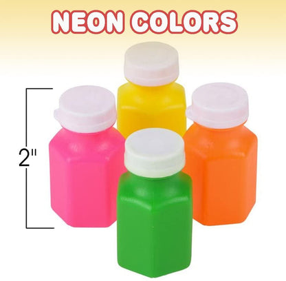 ArtCreativity Mini Neon Bubble Bottles - Pack of 24 - 0.6 Oz - Assorted Neon-Colored Summer Party Favors - Perfect Small Game Carnival Prizes for Kids Ages 3+