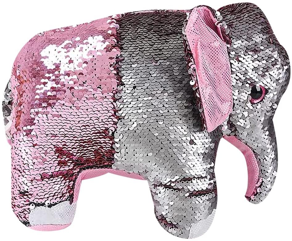 ArtCreativity Flip Sequin Elephant Plush Toy, 1 PC, Soft Stuffed Elephant with Color Changing Sequins, Cute Home and Nursery Animal Decorations, Calming Fidget Toy for Girls and Boys, 10.75 Inches