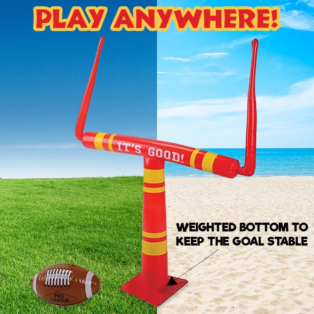 ArtCreativity Inflatable Football Goal with Ball, Football Gifts for Boys and Girls, Weighted Bottom for Upright Positioning, Football Party Decorations, Football Toys for Practice and Outdoor Fun