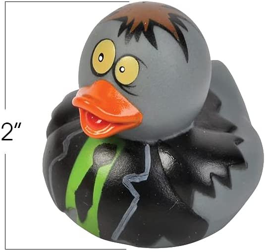 2" Zombie Rubber Duckies for Kids, Pack of 12, Variety of Designs and Colors, Trick or Treat Supplies, Goodie Bag Fillers, Party Favors, Halloween Themed Bathtub Toys