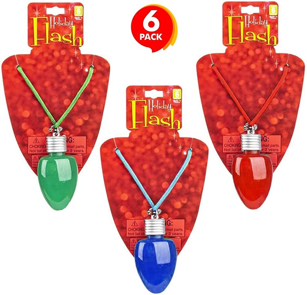 Light-Up Christmas Bulb Necklaces, Set of 6, Festive Holiday