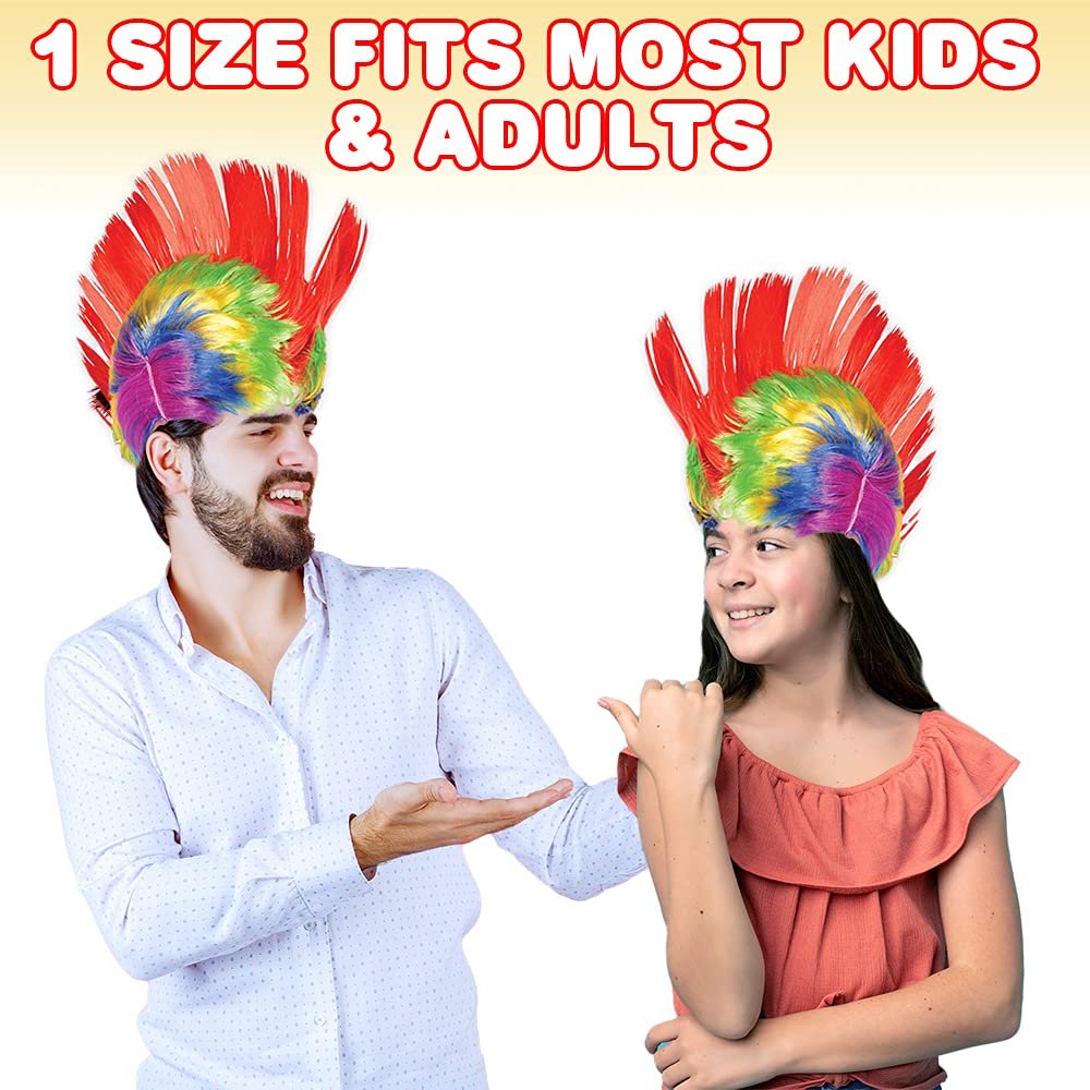 ArtCreativity Rainbow Mohawk Wig, 1pc, Funny Clown Wig for Kids and Adults, Kids’ Halloween Costume Accessories and Photo Booth Props, Rainbow Punk Costume Wig with Multiple Colors
