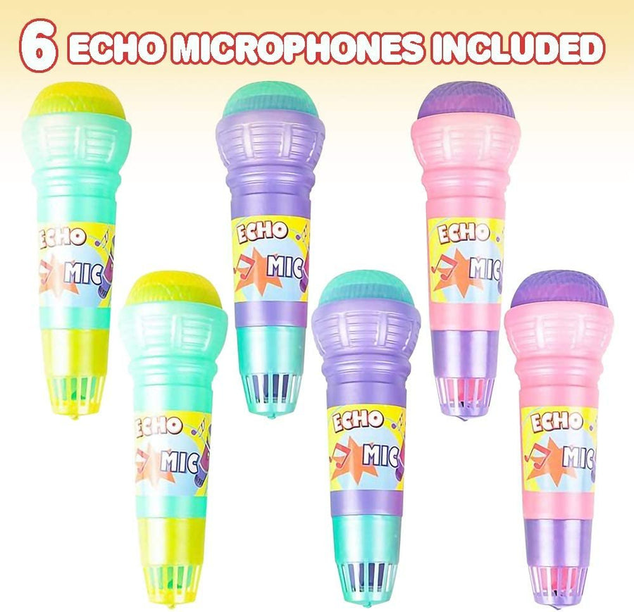 Echo Microphones for Kids, Set of 6, Wireless Karaoke Mics for Children with Echo Effect, Durable and Lightweight Music Toys, Fun Supplies for Birthday, Picnic, BBQ, or Party