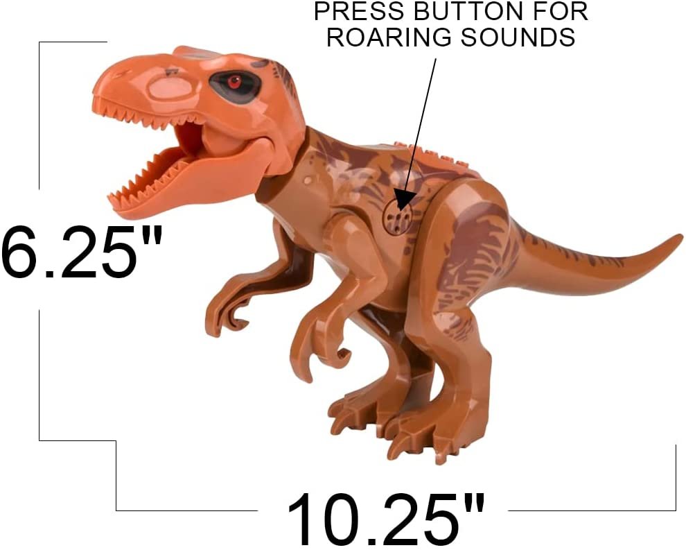 Roaring T-rex Dinosaur Toy for Kids, Build Your Own Dinosaur Block Figure, Features Sounds and Includes Assembly Instructions, Dinosaur Birthday Party Supplies for Kids