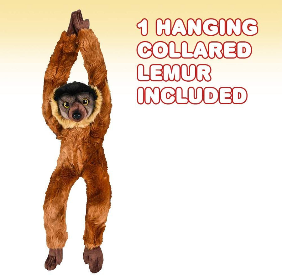 Brown Hanging Collard Lemur Plush Toy, 18" Stuffed Three-Toed Sloth with Realistic Design, Soft and Huggable, Cute Nursery Decor, Best Birthday Gift for Boys and Girls