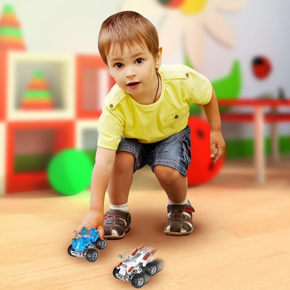 Land & Sea Friction ATV Set, Set of 2, Push n Go Toy Cars with Fun Designs, Cool Birthday Party Favors for Kids, Pretend Play Gifts for Boys and Girls