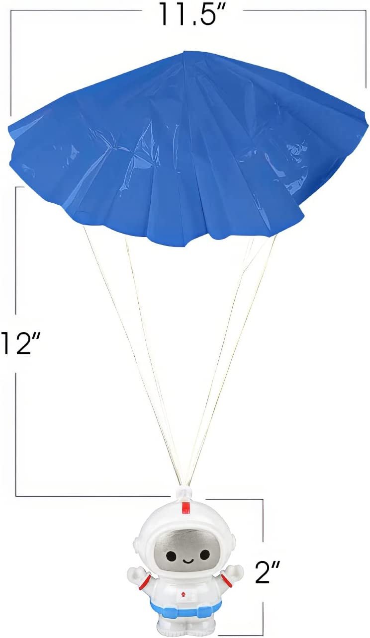 Mini Astronaut Paratroopers with Parachutes, Bulk Pack of 24, Durable Plastic Parachute Toys Playset, Fun Parachute Party Favors, Goodie Bag Fillers for Boys and Girls