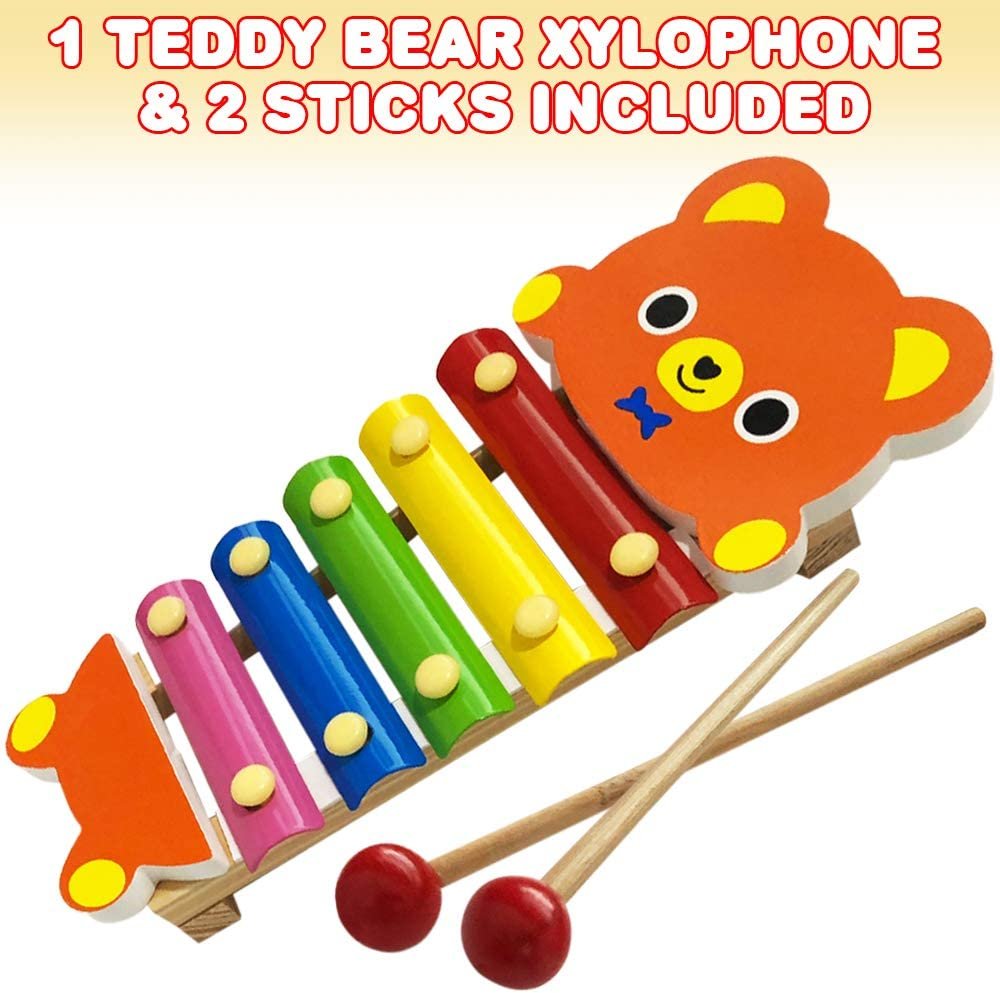 Teddy Bear Xylophone, 1PC, Fun Musical Instruments for Kids, Colorful Xylophone Music Toy with 2 Sticks, Development Learning Toys for Boys and Girls, Great Birthday Gift Idea