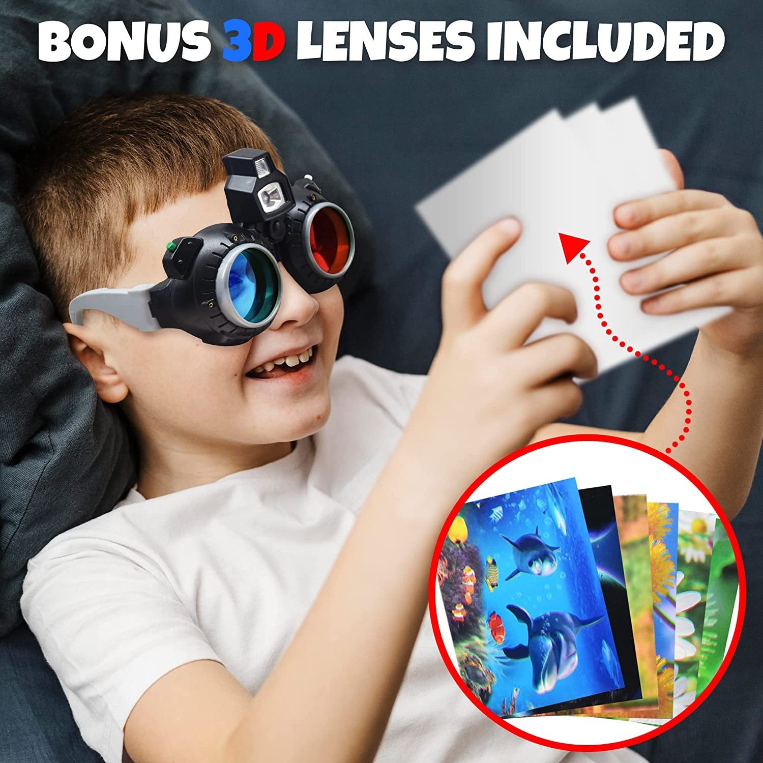 Night Vision Glasses, Kids Spy Gear Glasses with 3D Lenses & LED Light