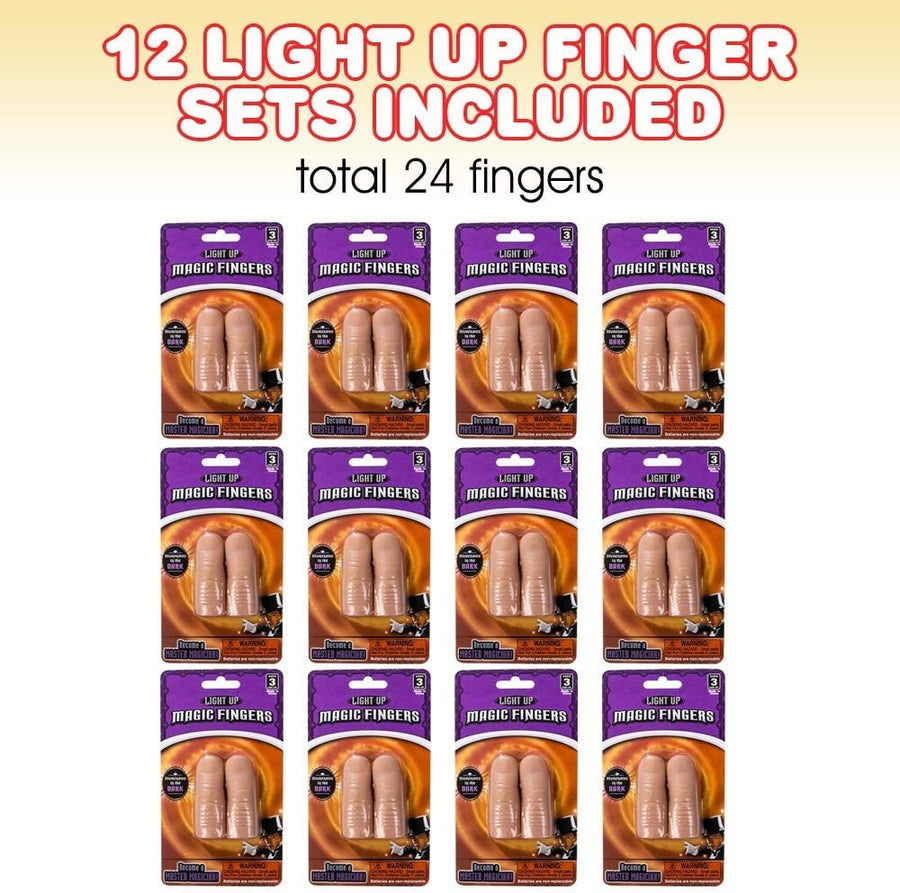Light-Up Glow Fingers Set, 12 Pairs, Magic Finger LED Toys for Kids with Batteries, Fun Magician Trick Props for Boys and Girls, Fun Gag Toys and Birthday Party Favors for Children