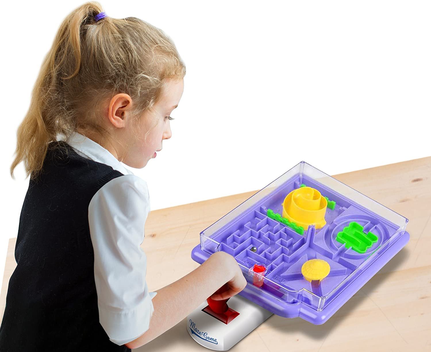 Tilt Maze Game by Gamieac, 4 in 1 Mazes with Tilting Joystick - Bonus 'I'm a Gamieac' Challenge - Super Fun Puzzle Labyrinth Maze Game for Kids and Adults - Educative Toy for Focus and Motor Skills