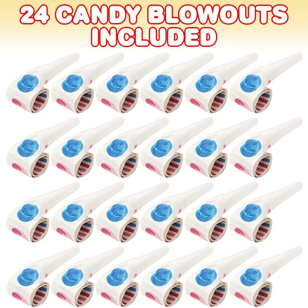 ArtCreativity Candy Blow Outs Whistles - Party Pack of 24 Musical Blowouts Noisemakers - Fun Candy Designs, Birthday Party Supplies and Favors for Kids and Adults, Goody Bag and Piñata Fillers