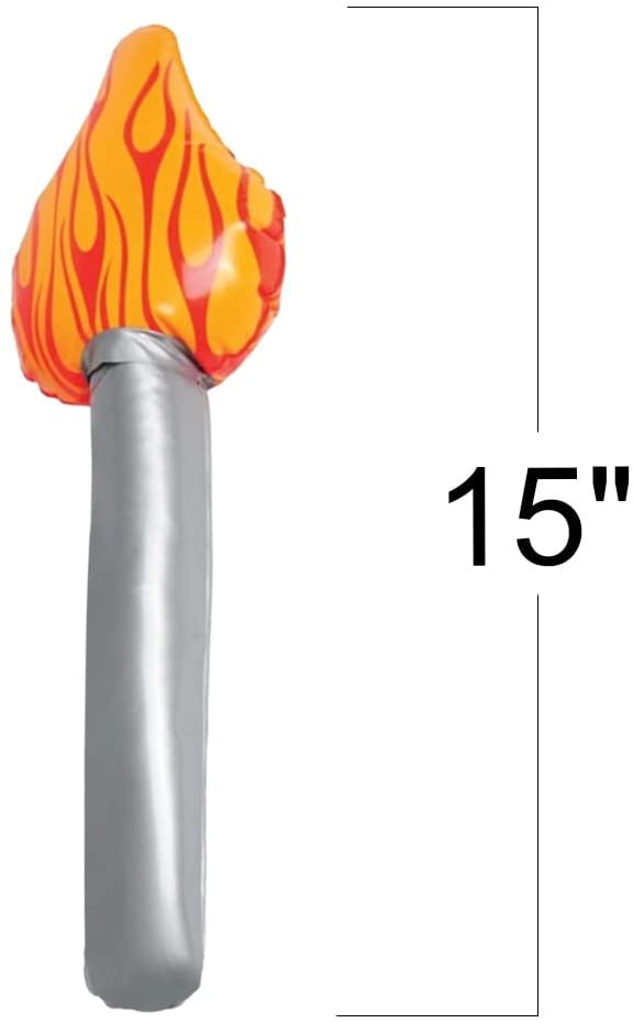 ArtCreativity Inflatable Torches for Kids, Set of 6, Inflatable Torches with a Realistic Print, For Luau Party Decorations and Backyard Olympic Supplies, Fort Building Accessories, 15 Inches