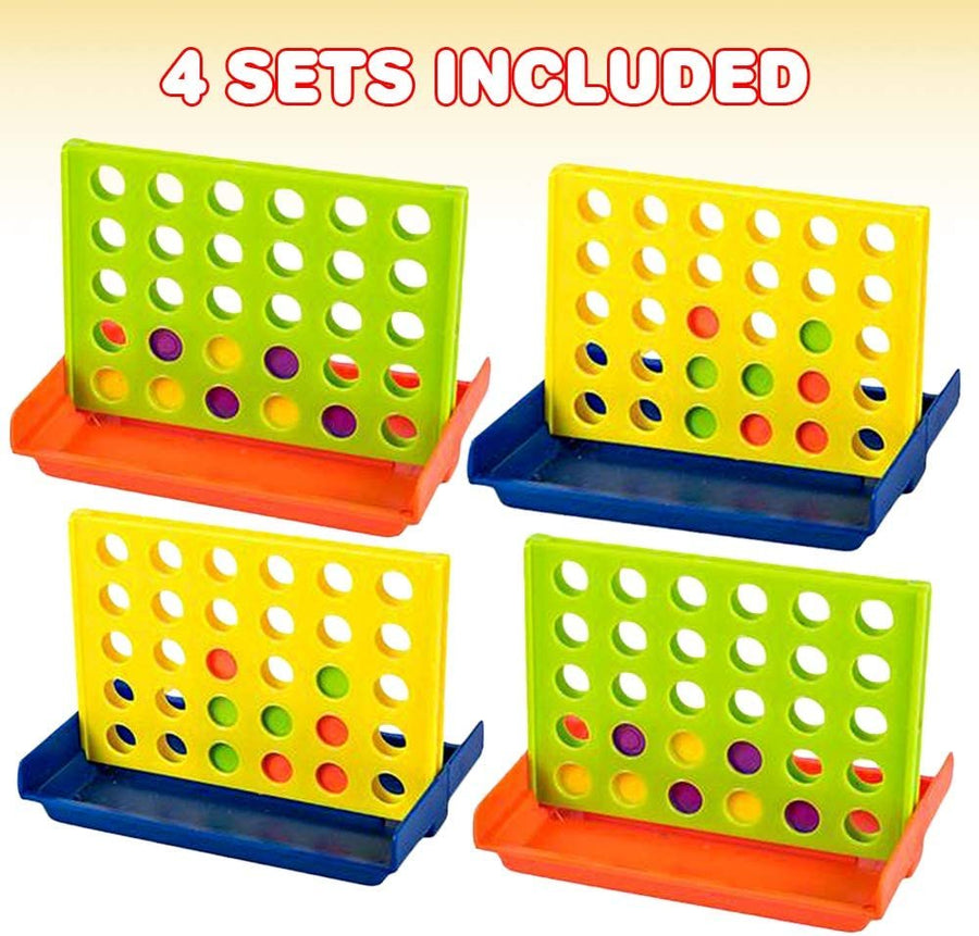 Gamie Four in a Row Game, Set of 4, Line Up Four Pegs in a Row Games with Foldable Board and 30 Pieces Each, Fun Indoor Game Night Games for Kids, Educational Learning Game for Children