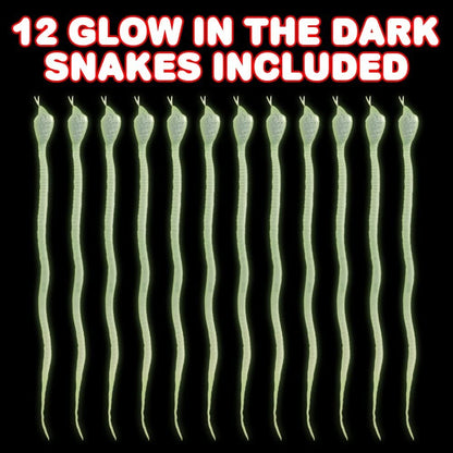 ArtCreativity Glow in the Dark Snake Toys, Set of 12, Cool Glowing Toys for Boys and Girls, Glowing Birthday Party Favors and Goodie Bag Stuffers for Kids