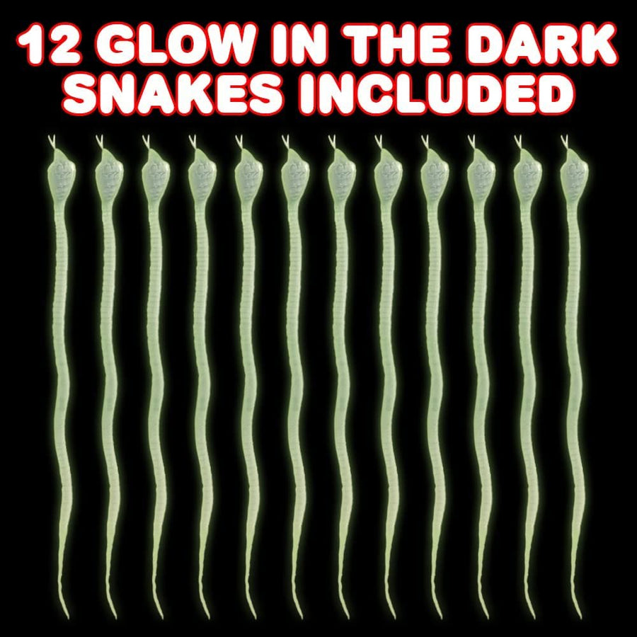 Glow in the Dark Snake Toys, Set of 12, Cool Glowing Toys for Boys and Girls, Glowing Birthday Party Favors and Goodie Bag Stuffers for Kids