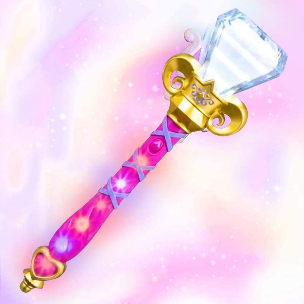 Multi-Color Spinning Diamond Wand with LED Handle, 14 Light Up Princess Wand for Kids, Batteries Included, Fun Pretend Play Prop, Best Birthday Gift for Boys and Girls